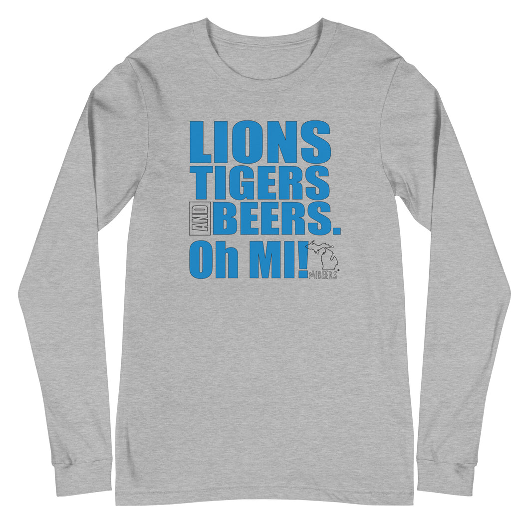 Lions, Tigers and Beers. Oh MI!™ Long Sleeve T-shirt - MIbeers®
